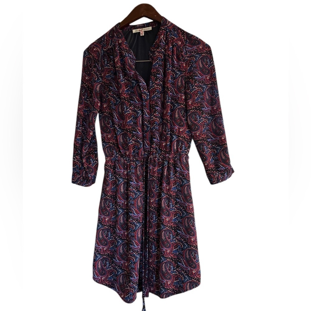 Daniel Rainn paisley Dress elastic waist blouson look drawstring waist size XS